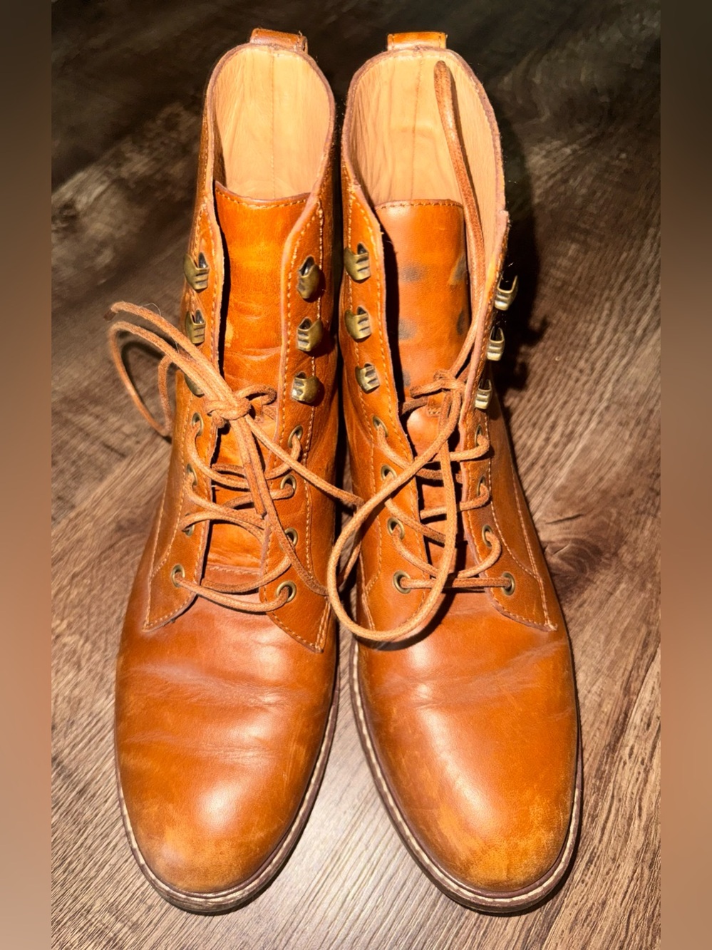Madewell The Kellie Lace Up Leather Boots in Dried Maple